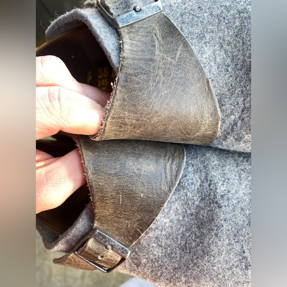 VGUC BIRKENSTOCK Basel 38 Wool Clogs w/ Leather Strap and Buckle - Picture 16 of 16